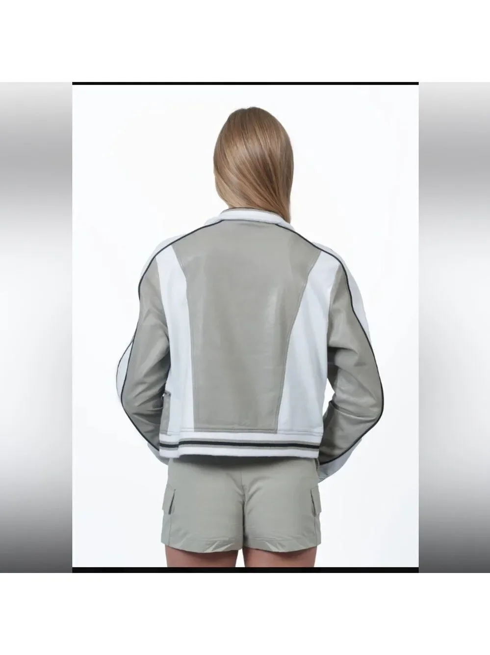 Jakett NYC Two-Tone Kali Track Leather Bomber Jacket Small - Picture 8 of 9